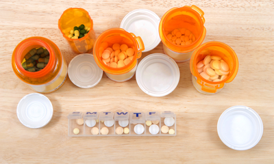 pill bottles and pill organizer